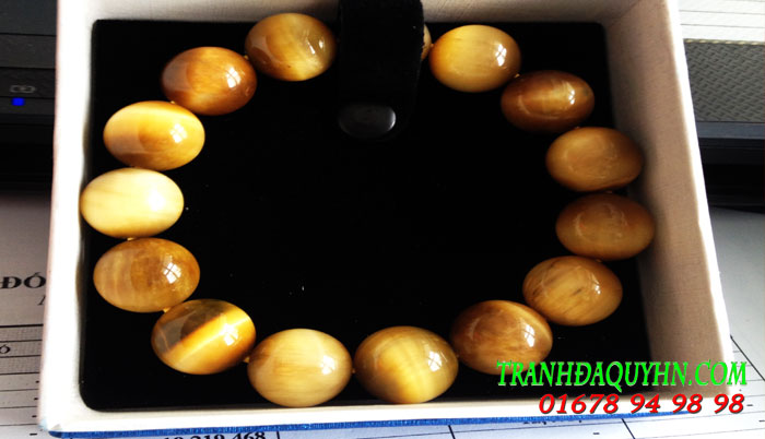 vòng tay đá mắt hổ vàng tâm 14 ly